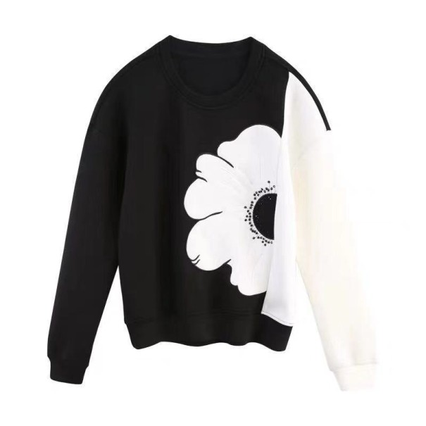Dames sweatshirt met bloem wit S