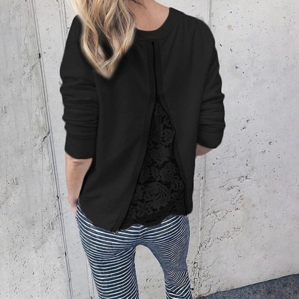 Dames sweatshirt met kant B12 zwart S