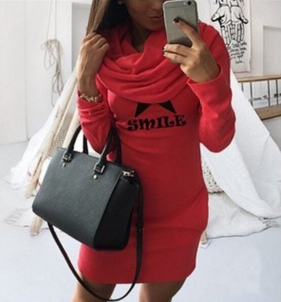 Dames sweatshirtjurk Smile rood XS