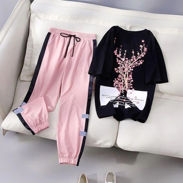 Dames T-shirt en joggingbroek zwart 3XL