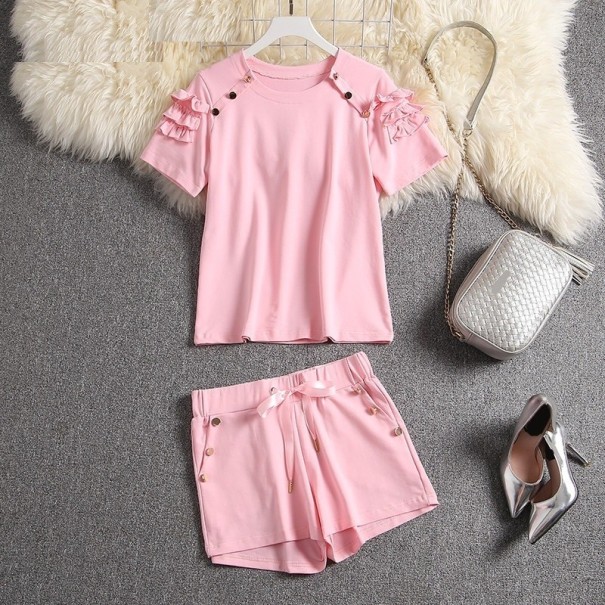Dames T-shirt en short B1115 roze XS