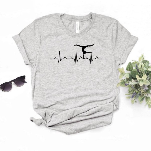 Dames T-shirt met acrobaat print grijs XL