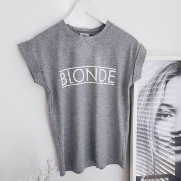 Dames T-shirt met B70 opschrift grijs L 2