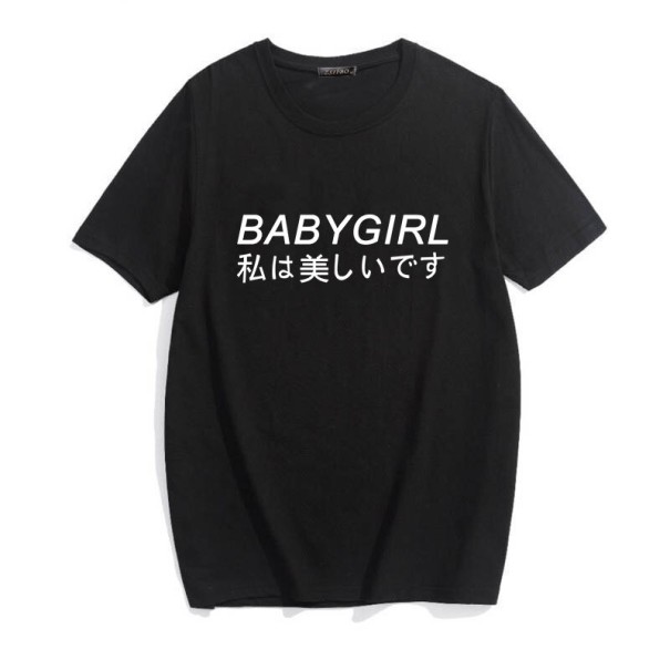 Dames T-shirt met babygirl print zwart XS