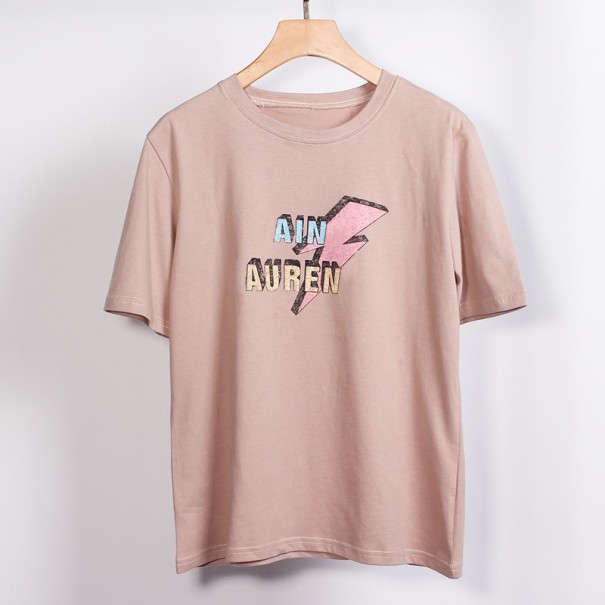 Dames T-shirt met bliksem roze