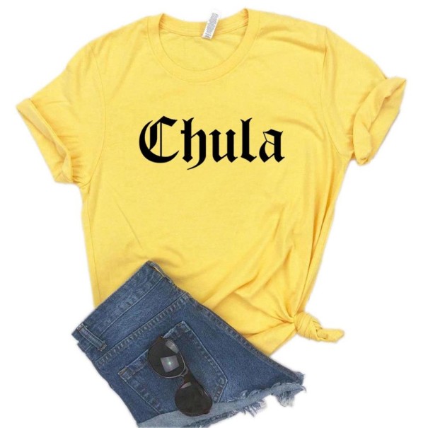 Dames T-shirt met chula-print geel L