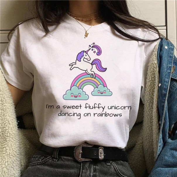 Dames T-shirt met eenhoornprint B305 L 20