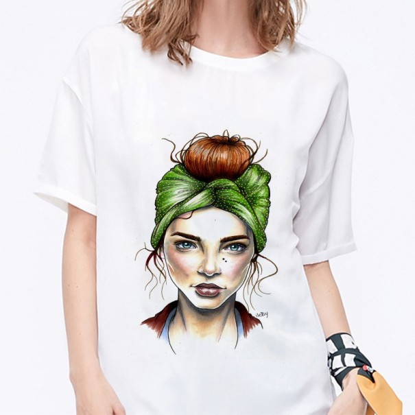 Dames T-shirt met gezichtsprint M 5