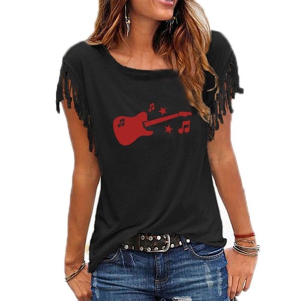 Dames T-shirt met gitaarprint XL 11