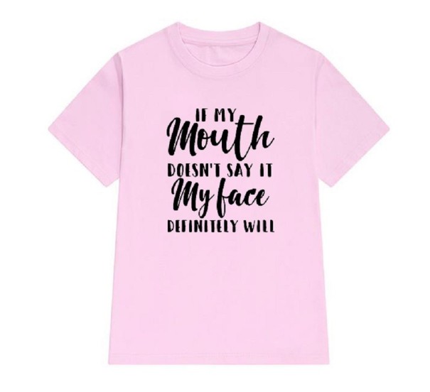 Dames T-shirt met grappige opdruk B101 roze M