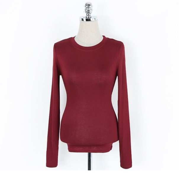 Dames T-shirt met lange mouwen A788 wijnrood