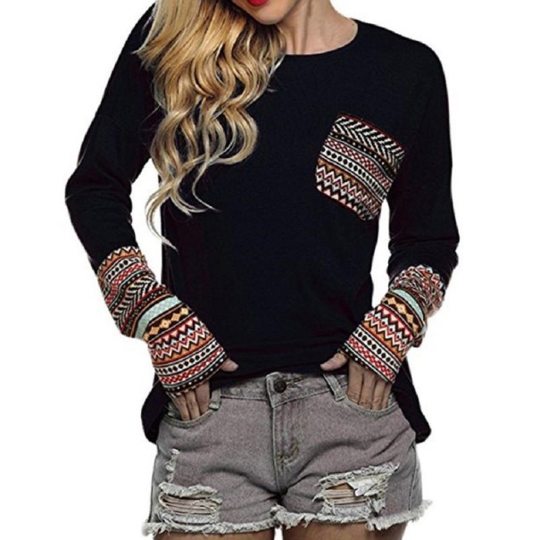 Dames T-shirt met lange mouwen A955 zwart S