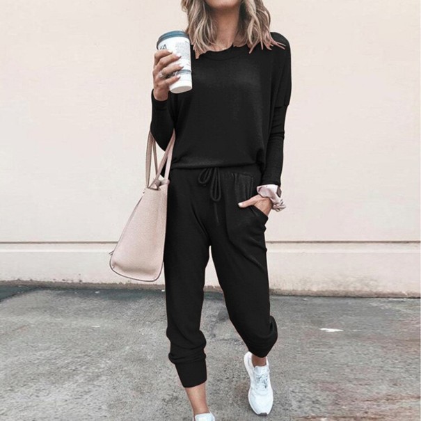 Dames T-shirt met lange mouwen en joggingbroek lichtgrijs M