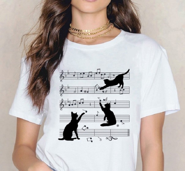 Dames T-shirt met muziekmotief XS 8