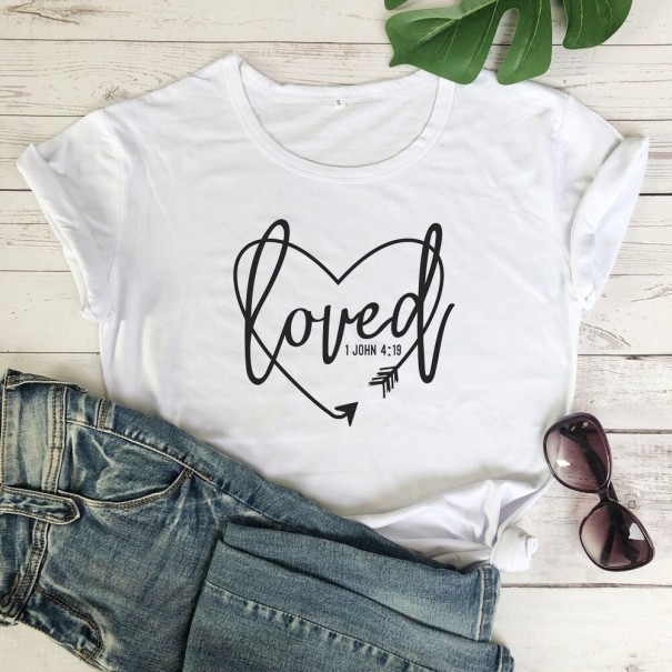 Dames T-shirt met opdruk van &quot;loved&quot; S 14