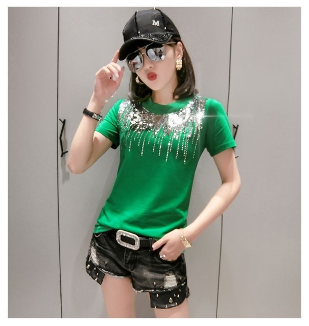 Dames T-shirt met pailletten B130 XS 9