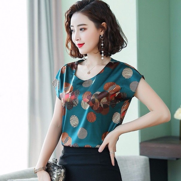 Dames T-shirt met patroon A1263 blauw L