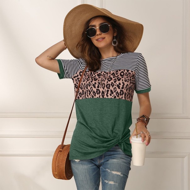 Dames T-shirt met patroon A162 groen S