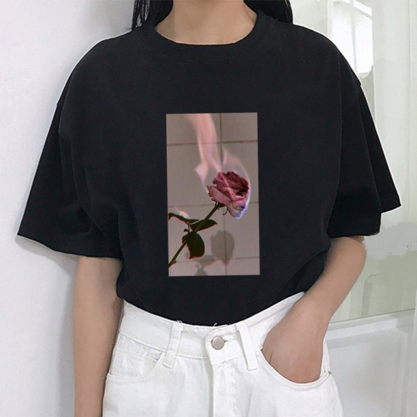 Dames T-shirt met rozenprint B402 L 1