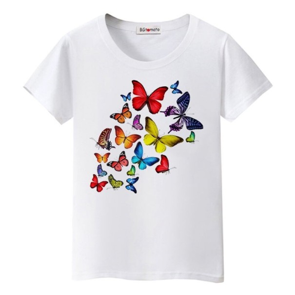 Dames T-shirt met vlinderprint M 1
