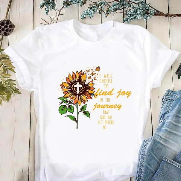 Dames T-shirt met zonnebloemprint B299 XS 2