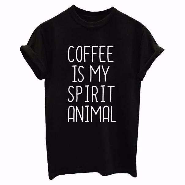 Dames T-shirt voor koffieliefhebbers J1792 zwart S