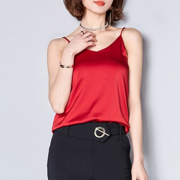 Dames tanktop met halslijn rood M