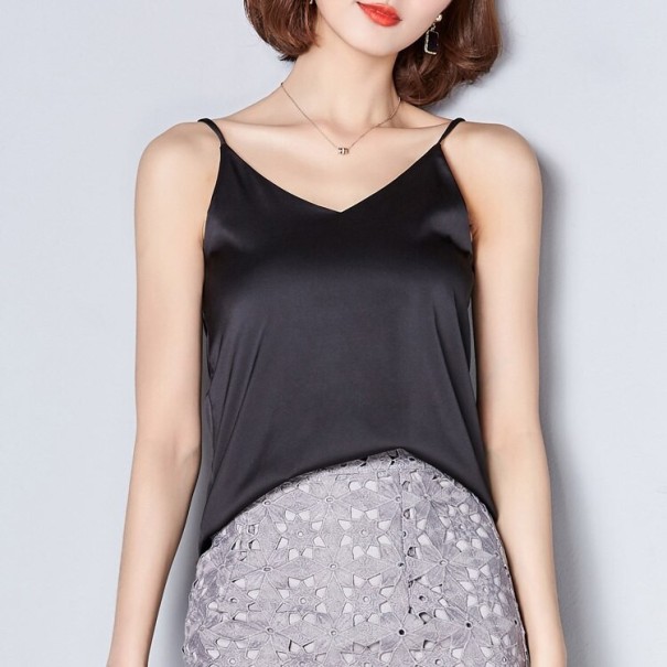 Dames tanktop met halslijn zwart M