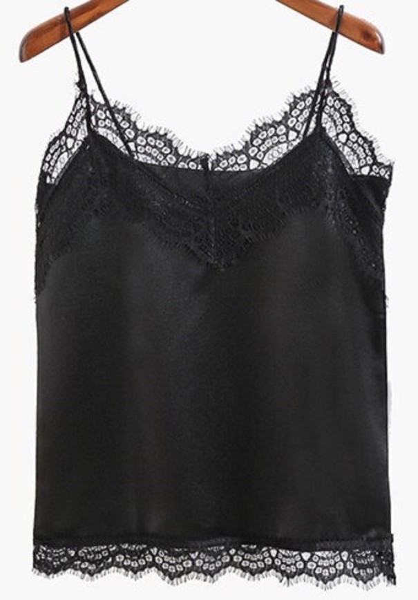 Dames tanktop met kant B233 zwart