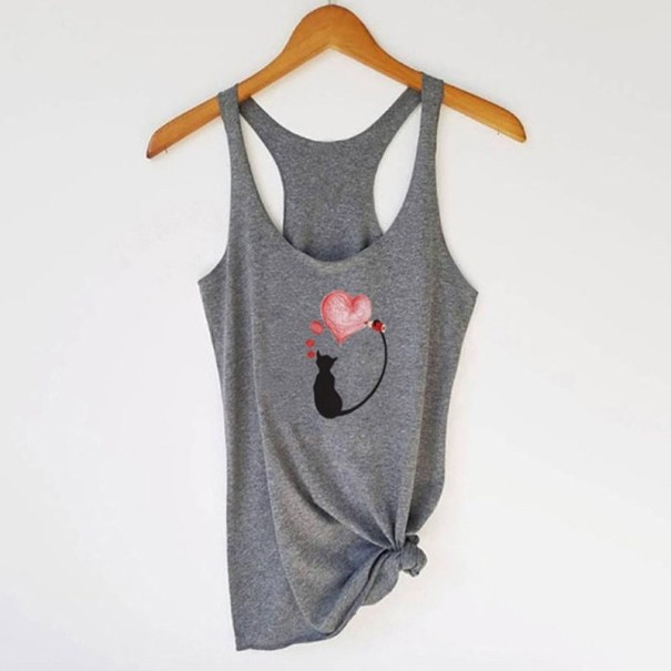 Dames tanktop met kat M 3