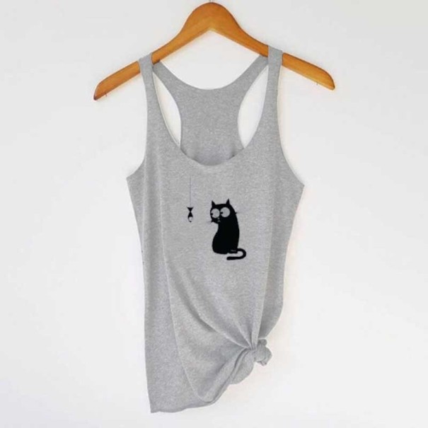 Dames tanktop met kattenprint L 2