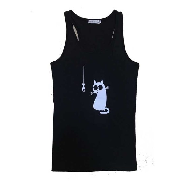 Dames tanktop met kattenprint S 4