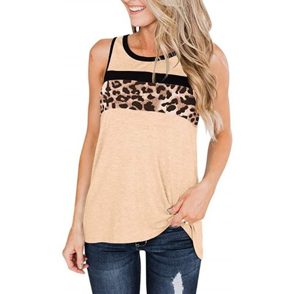 Dames tanktop met luipaardprint abrikoos L