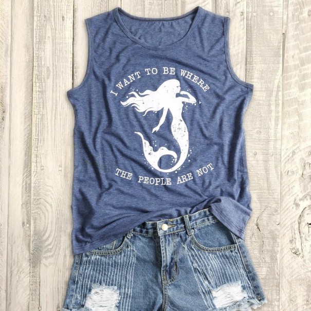Dames tanktop met zeemeerminpatroon M