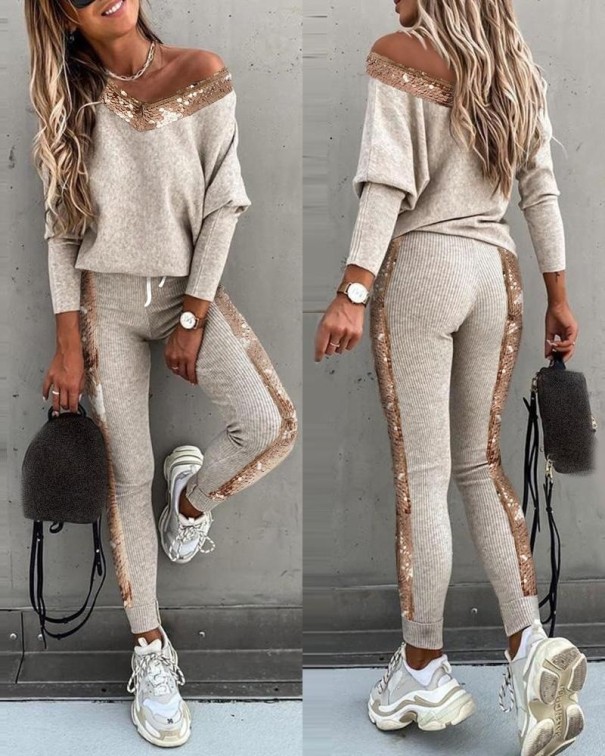 Dames top met lange mouwen en broek B1007