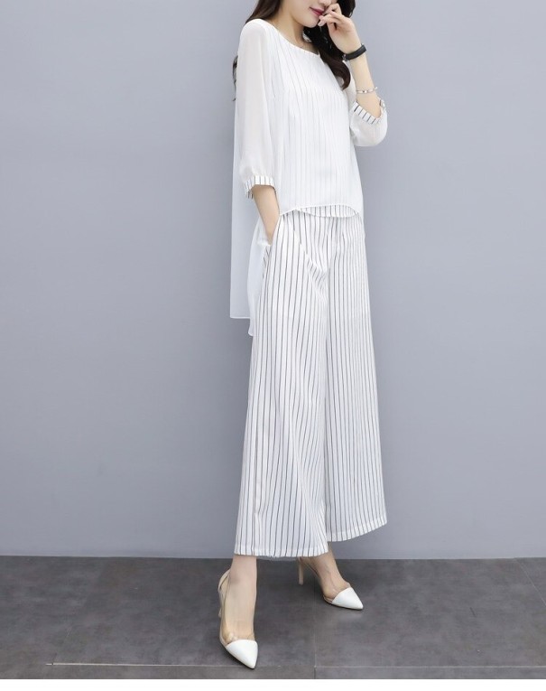 Dames top met lange mouwen en broek B1184 wit XS