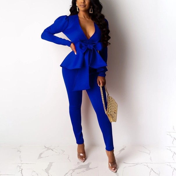 Dames top met lange mouwen en broek B999 blauw L
