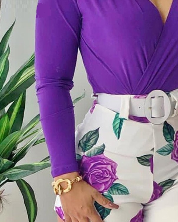 Dames top met lange mouwen en shorts B1046