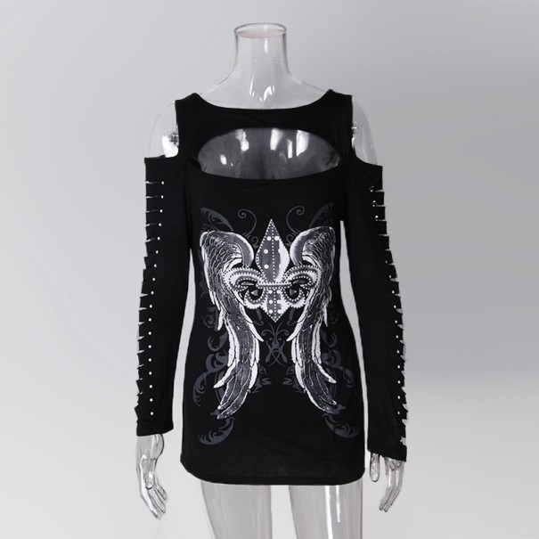 Dames top met lange mouwen J1226 zwart S