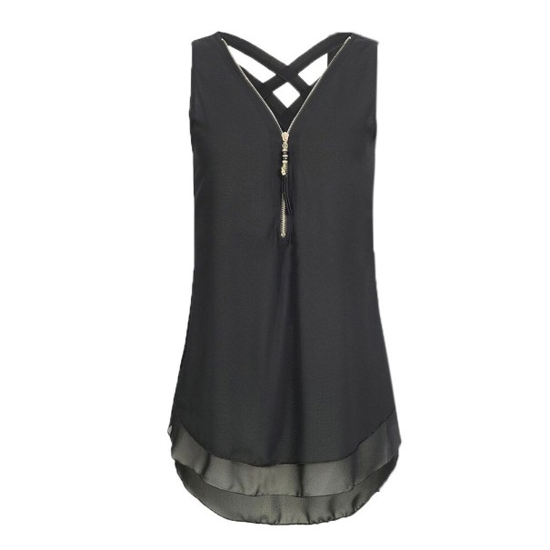 Dames top met rits A156 zwart 4XL