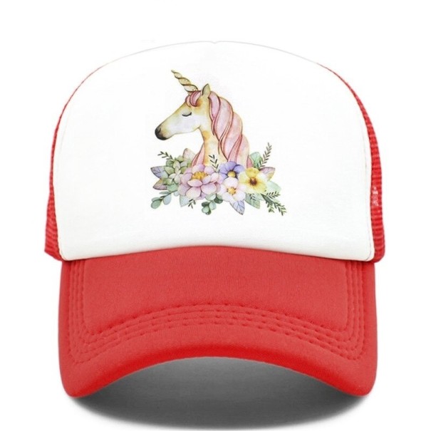Dames trucker cap met eenhoorn rood