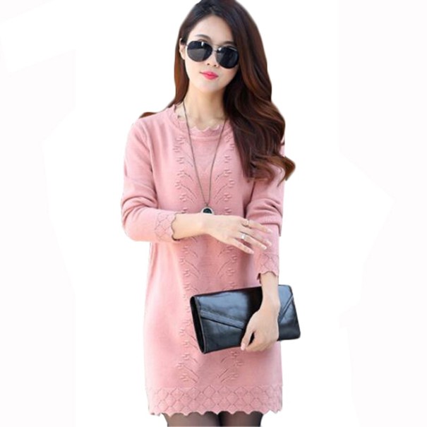 Dames trui mini jurk roze L
