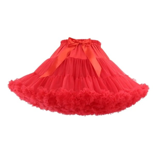Dames tule onderrok taille 52–100 cm lengte 40 cm Volumineuze meerlagige onderrok met strik voor jurken, kostuums en dansoutfits rood