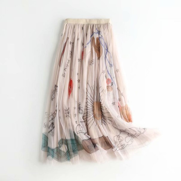 Dames tule rok lang A1175 roze