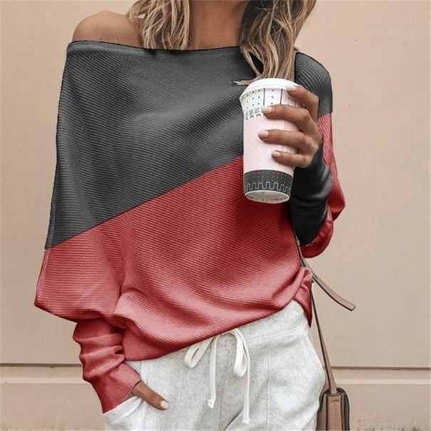 Dames tweekleurige trui B54 rood S