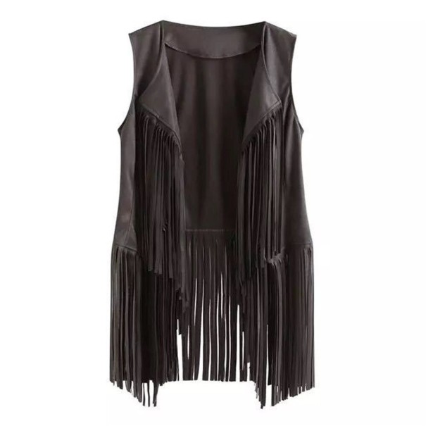 Dames vest met franjes P2572 zwart XS