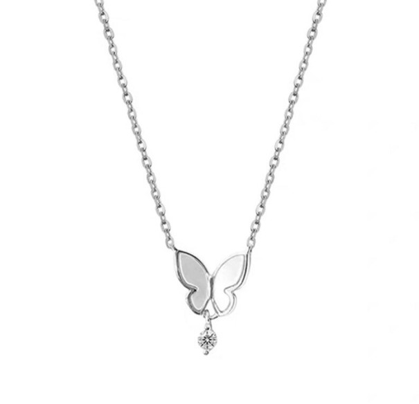 Dames vlinder ketting G499 zilver