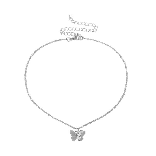 Dames vlinder ketting G713 zilver