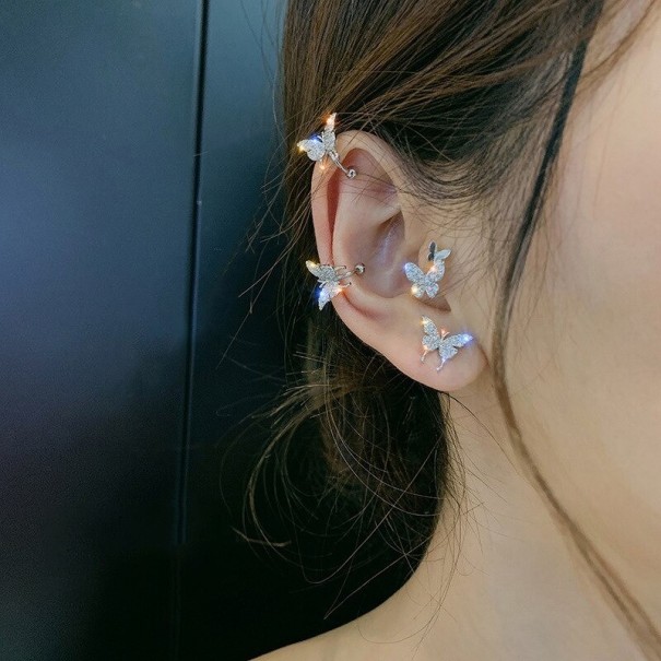 Dames vlinder oorbellen 4 stuks zilver