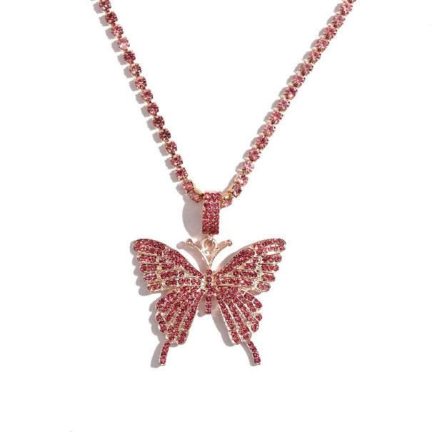 Dames vlinderketting met strass steentjes rood